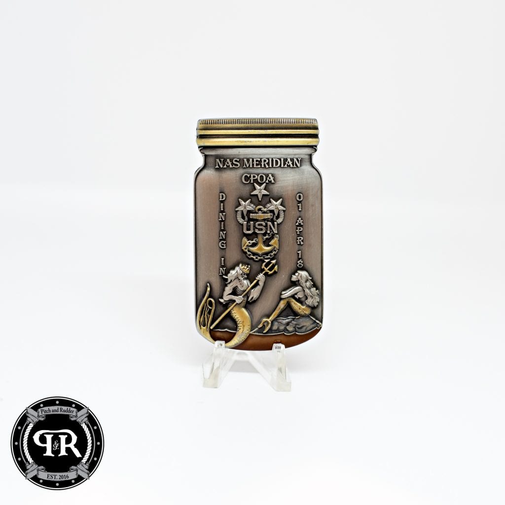 Custom Navy Chief Challenge coin manufactured by Pitch and Rudder 