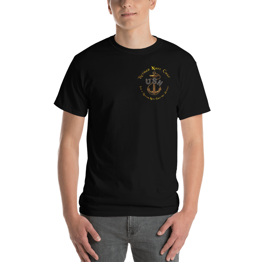 retired navy chiefs, navy chief, navy chief pride, navy chief apparel, custom navy chief shirt, navy chief flag shirt, dd-214, retired and loving it, cpo retired, cpo pride, cpo apparel, custom cpo apparel, cpo shirts, custom cpo shirts