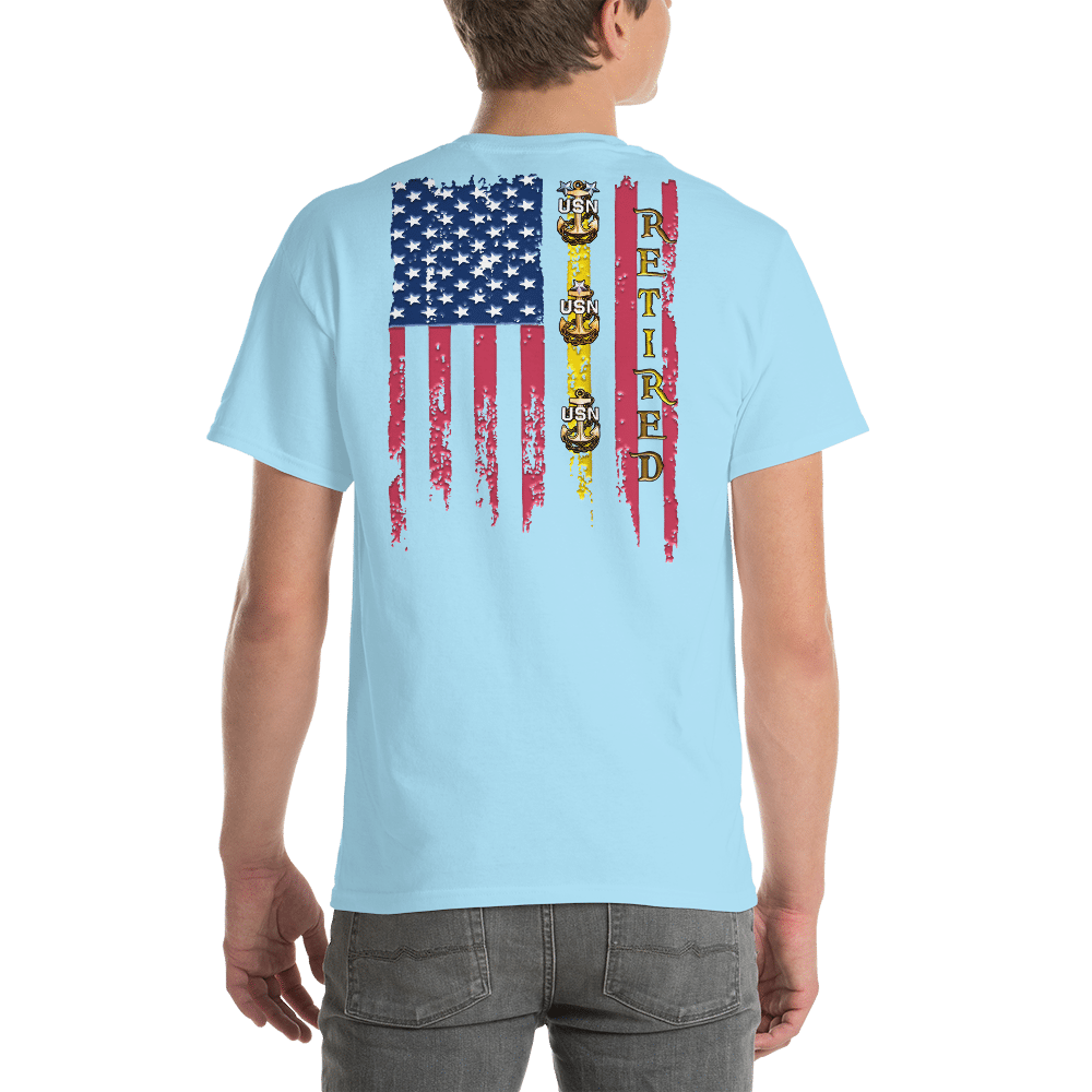 retired navy chiefs, navy chief, navy chief pride, navy chief apparel, custom navy chief shirt, navy chief flag shirt, dd-214, retired and loving it, cpo retired, cpo pride, cpo apparel, custom cpo apparel, cpo shirts, custom cpo shirts