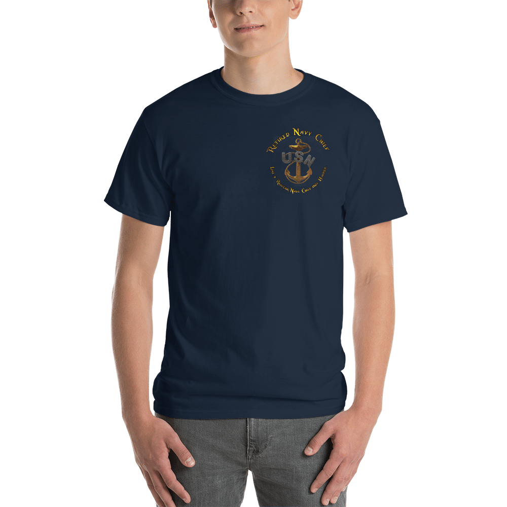 retired navy chiefs, navy chief, navy chief pride, navy chief apparel, custom navy chief shirt, navy chief flag shirt, dd-214, retired and loving it, cpo retired, cpo pride, cpo apparel, custom cpo apparel, cpo shirts, custom cpo shirts