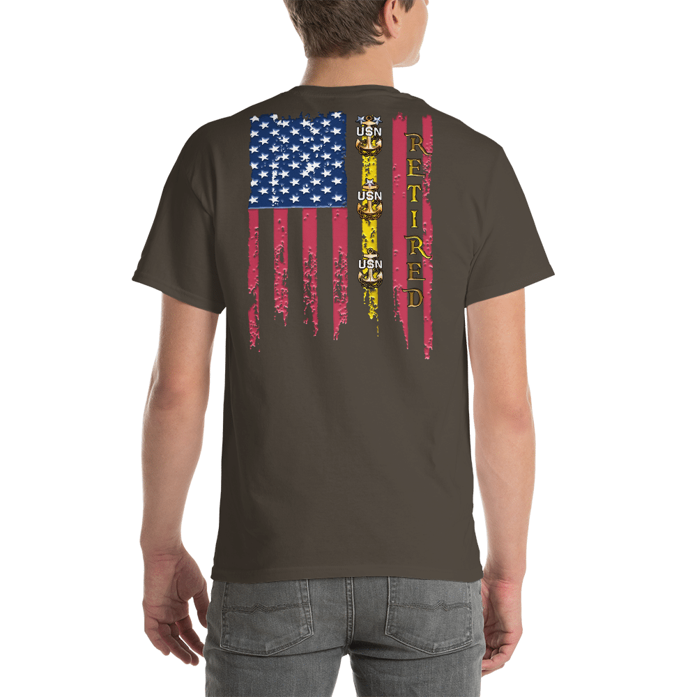 retired navy chiefs, navy chief, navy chief pride, navy chief apparel, custom navy chief shirt, navy chief flag shirt, dd-214, retired and loving it, cpo retired, cpo pride, cpo apparel, custom cpo apparel, cpo shirts, custom cpo shirts