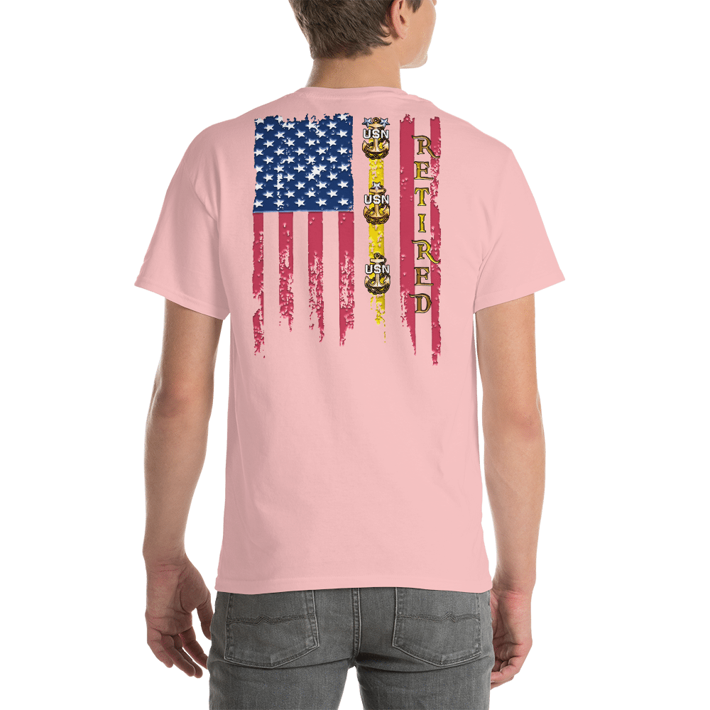 retired navy chiefs, navy chief, navy chief pride, navy chief apparel, custom navy chief shirt, navy chief flag shirt, dd-214, retired and loving it, cpo retired, cpo pride, cpo apparel, custom cpo apparel, cpo shirts, custom cpo shirts