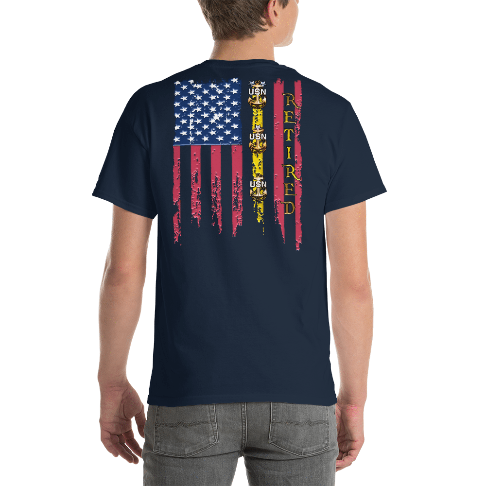 retired navy chiefs, navy chief, navy chief pride, navy chief apparel, custom navy chief shirt, navy chief flag shirt, dd-214, retired and loving it, cpo retired, cpo pride, cpo apparel, custom cpo apparel, cpo shirts, custom cpo shirts