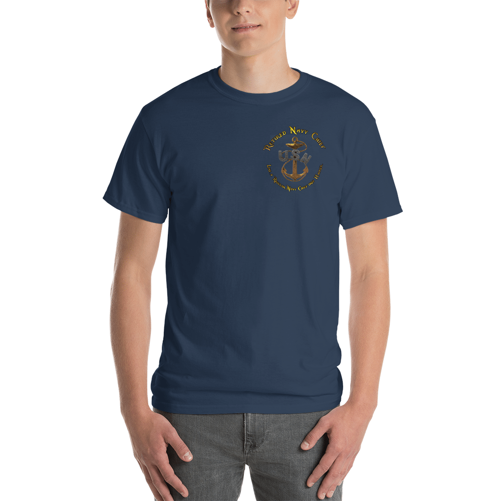 retired navy chiefs, navy chief, navy chief pride, navy chief apparel, custom navy chief shirt, navy chief flag shirt, dd-214, retired and loving it, cpo retired, cpo pride, cpo apparel, custom cpo apparel, cpo shirts, custom cpo shirts