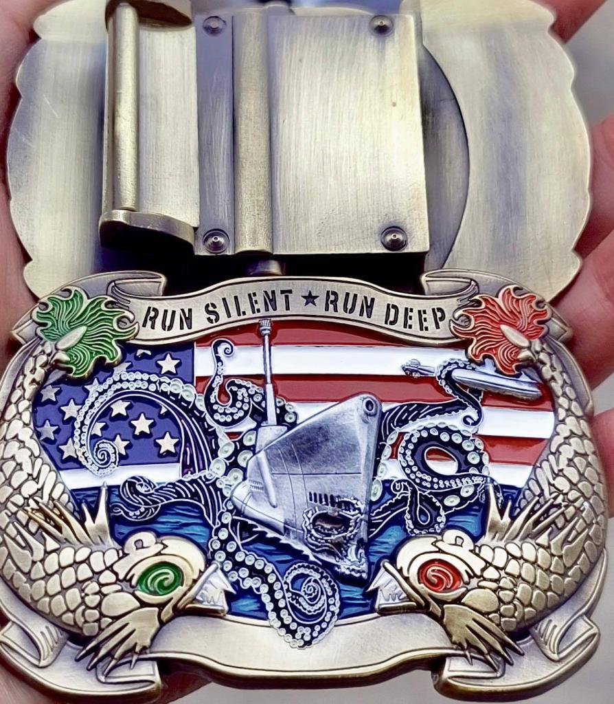 Custom Submarine Warfare pin buckle gold