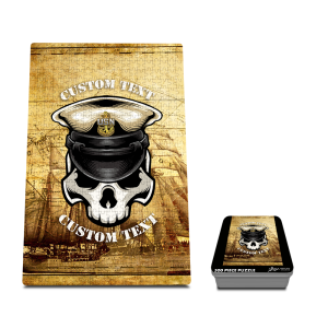 Custom Text 500 Piece Puzzle Navy Chief Skull