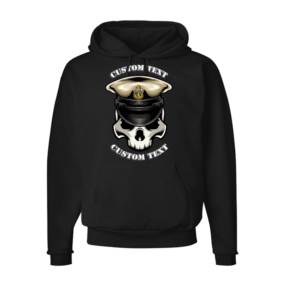 Navy Chief Skull Hoodie - Custom Text