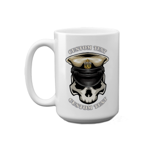 Custom Text Navy Chief Skull Coffee Mug